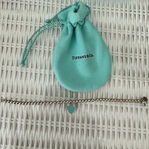 Tiffany & Co Return to Tiffany Blue Enamel Mini Heart Tag Bead Bracelet 7"